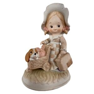 Lefton Heavenly Hobos Girl w Dog Figurine Christopher Collection 1984 0464G EUC